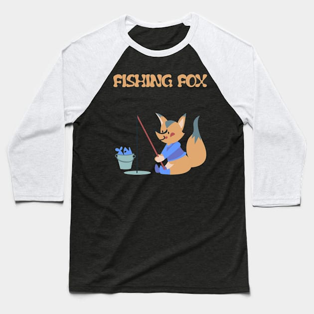 The fishing fox Baseball T-Shirt by Imutobi